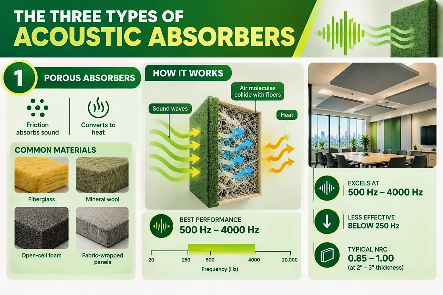 Porous absorbers excel from 500 Hz through 4000 Hz