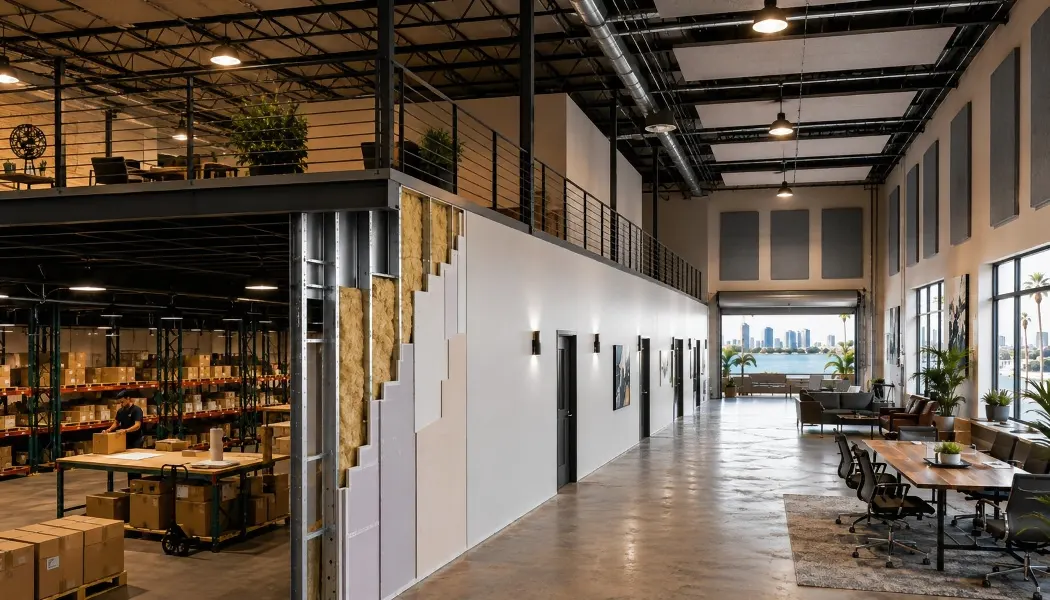 Sound Barrier for Warehouse Conversion to Office