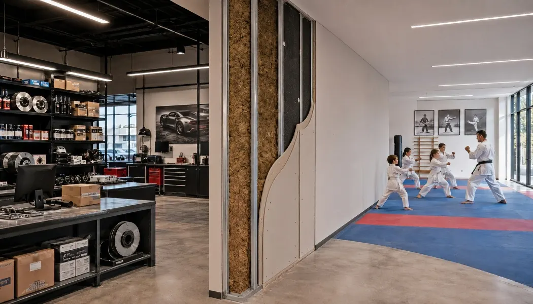 Retail Commercial Partition Soundproofing STC 34 to 40