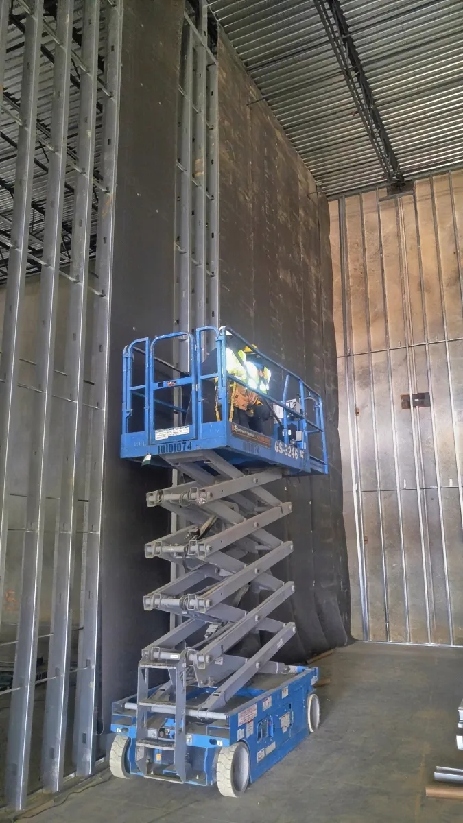 Cinema Demising Wall Membrane on Metal Stud Framing