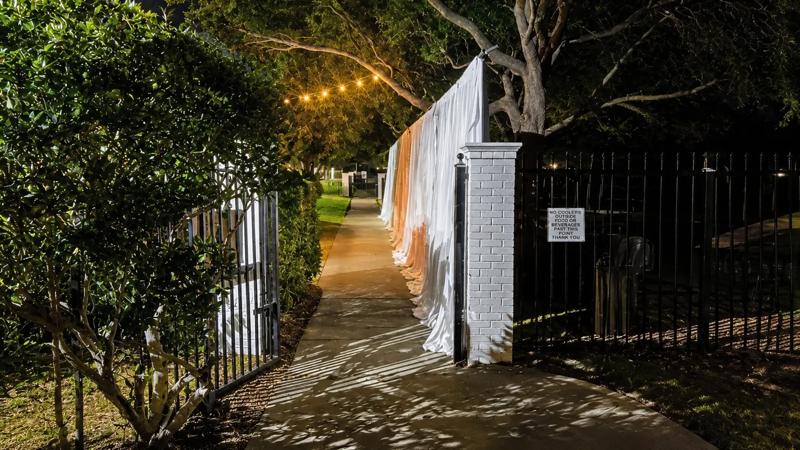 Fence Blokker MLV Panels Behind Decorative Sheer Curtains