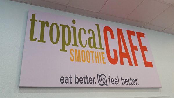 Tropical Smoothie acoustic art panel custom printed brand graphic