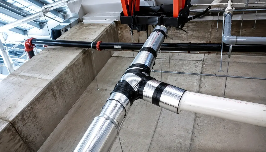 Office Pipe Lagging Soundproofing Exposed HVAC Plumbing