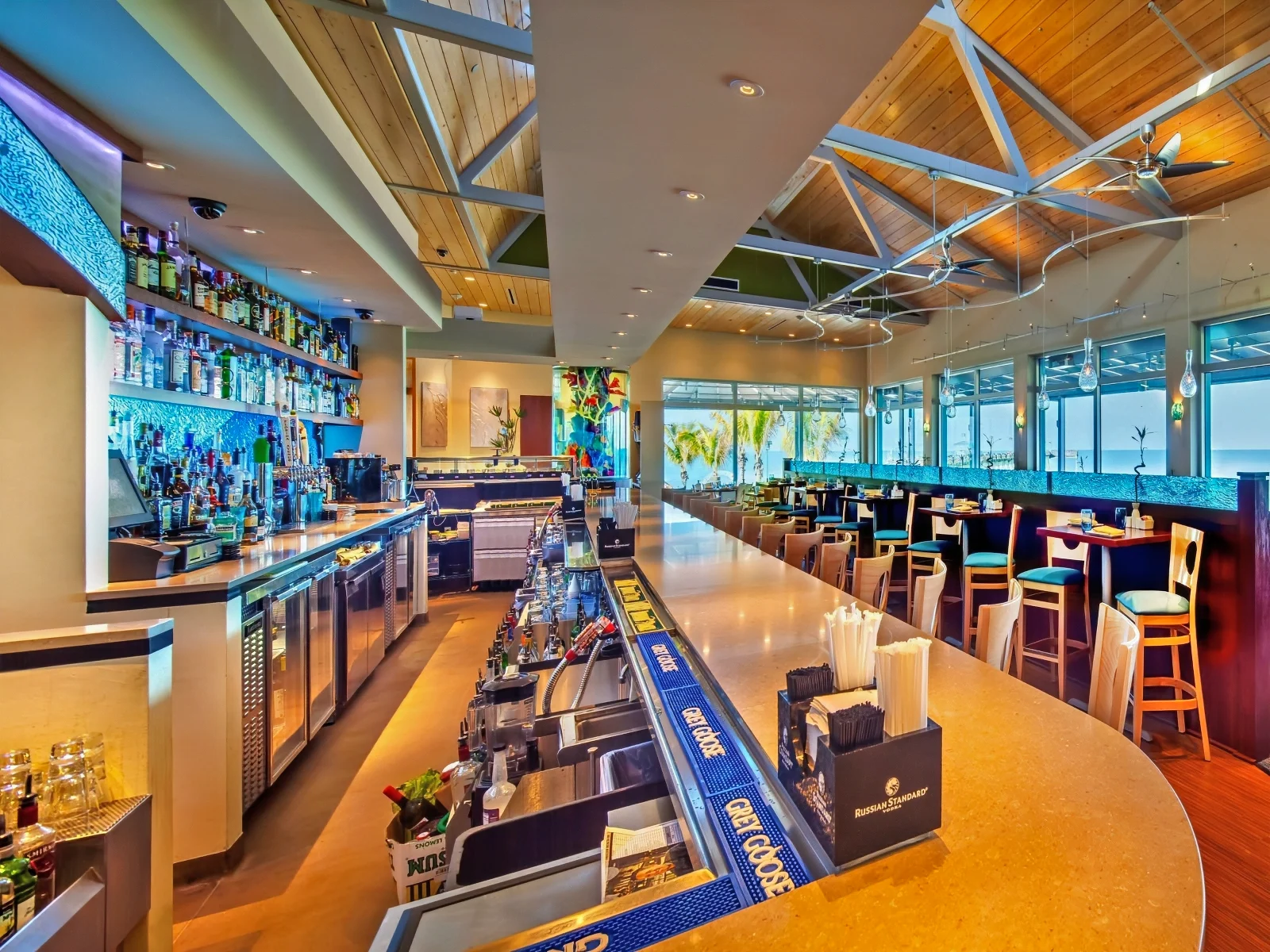 Fins at Sharky’s Acoustic Fabric Wall Install Acoustic Treatment