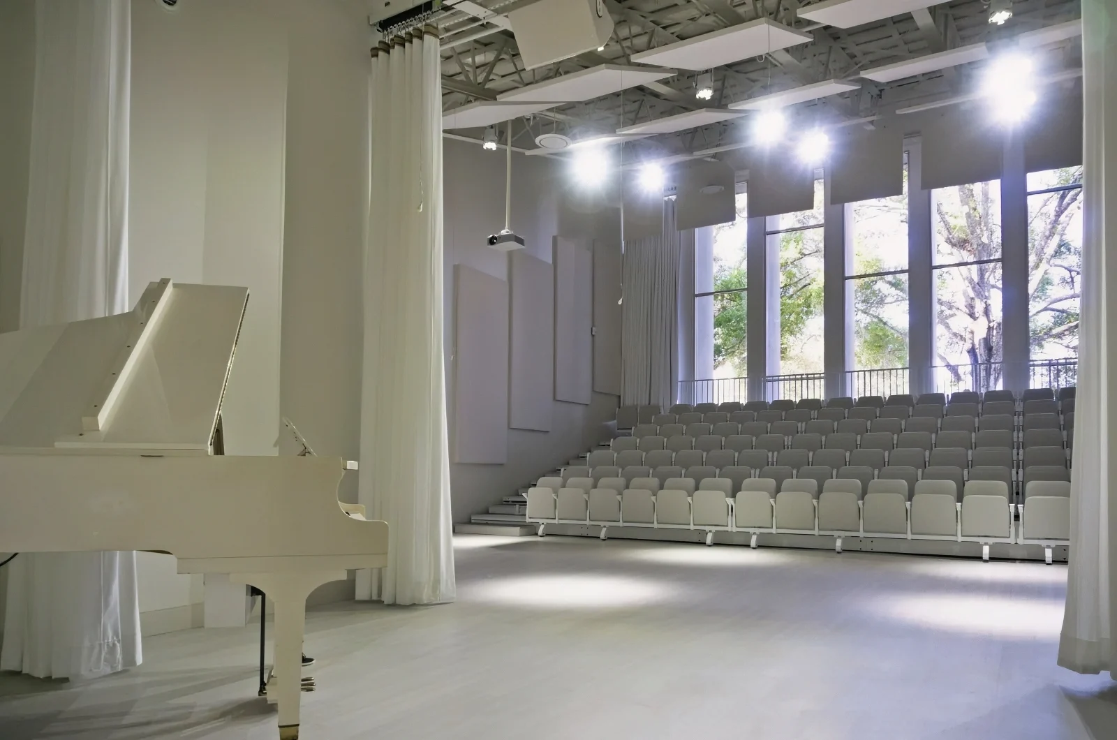 Baffles & Clouds for St Paul's School Theater Ceiling Acoustic Treatment