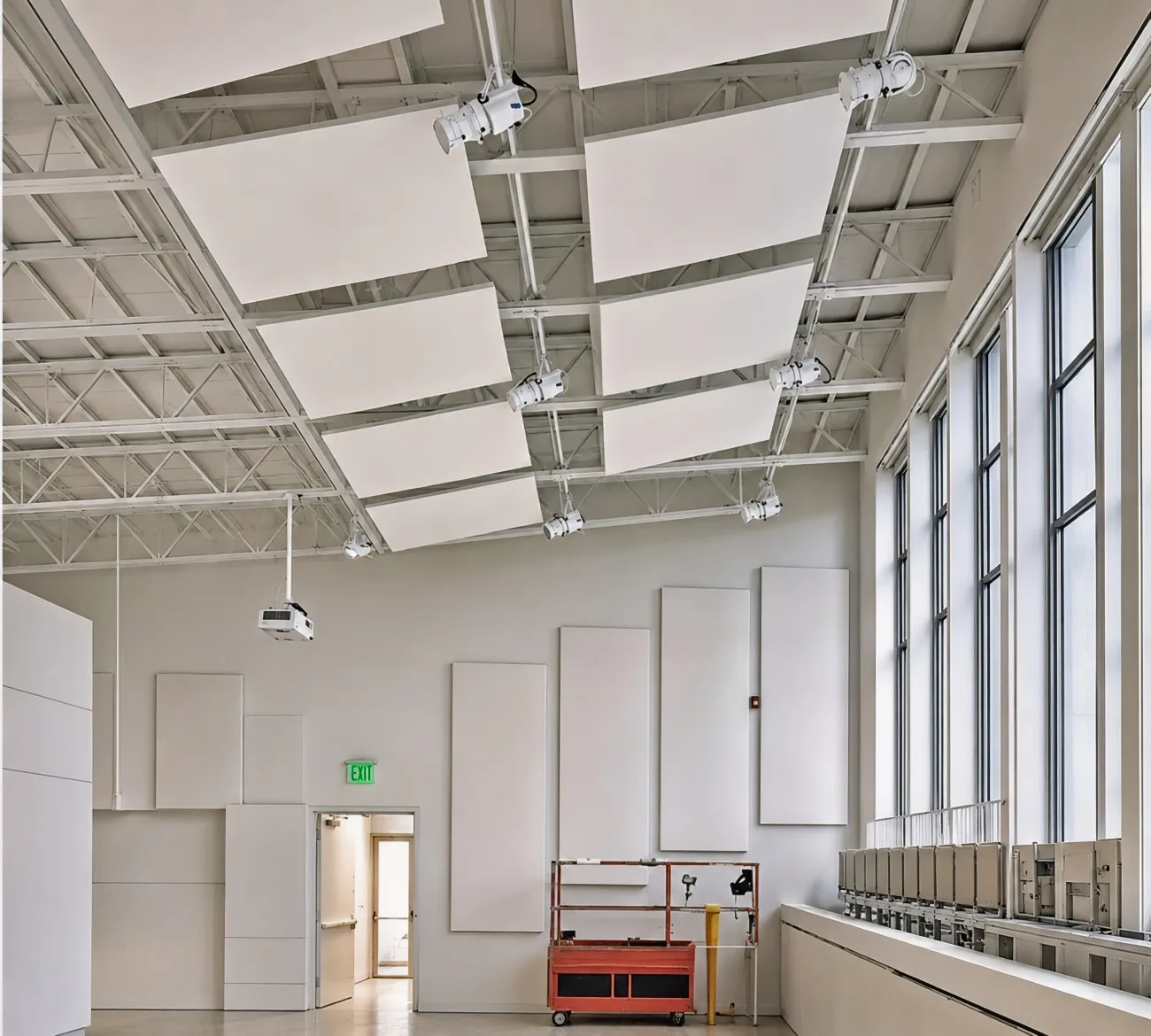 Custom Oversized Theater Acoustic Panels 4’x10′ Wood-Framed Guilford of Maine Fabric Wrap