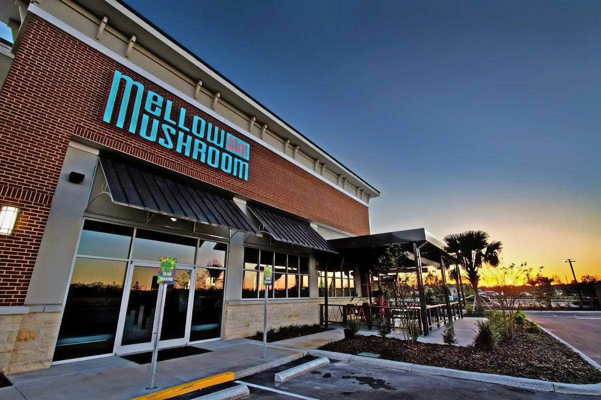 High-Ceiling Dining Space Acoustic Treatment for Mellow Mushroom