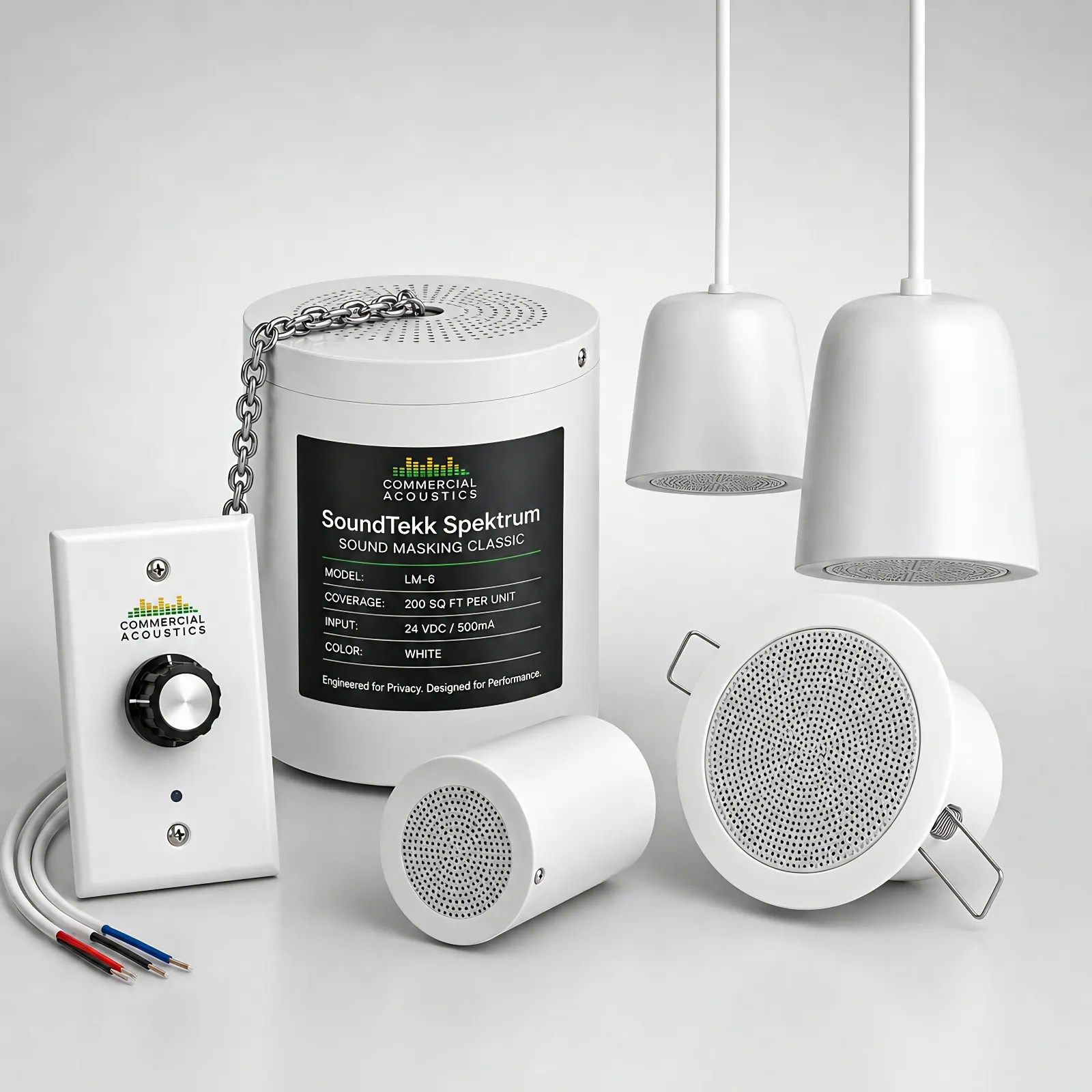 SoundTekk Spektrum White Sound Masking Speakers & Wall Control 04
