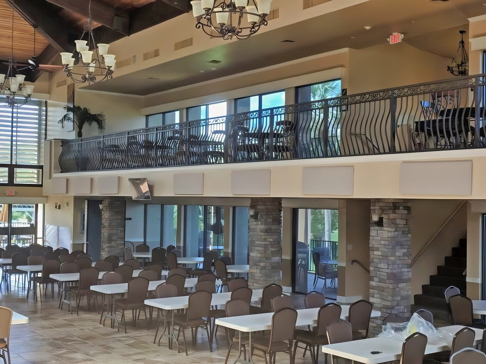 Panels Used Below the Railings Supplements Echo Reduction in the Clubhouse