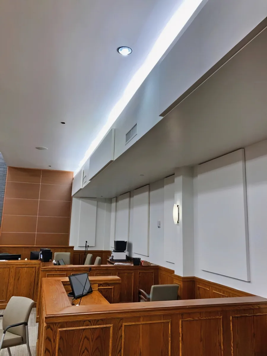 Fabric-Wrapped Acoustic Panels on the Walls of LA Courthouse