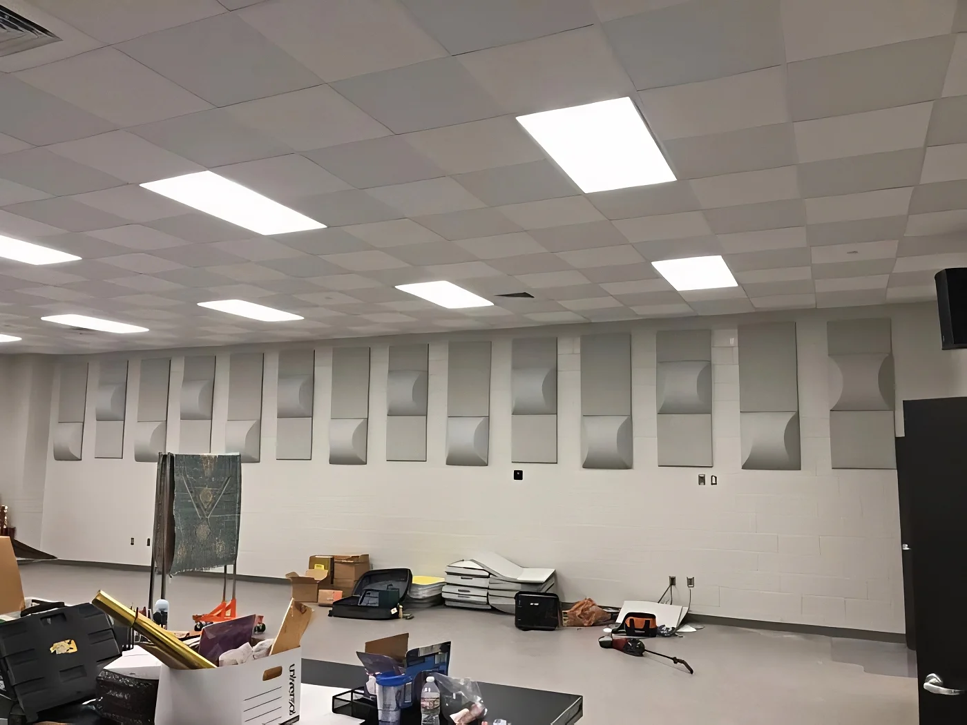 Acoustic Fabric Panels installed on the wall of the Music Room at Pearl County Central High School