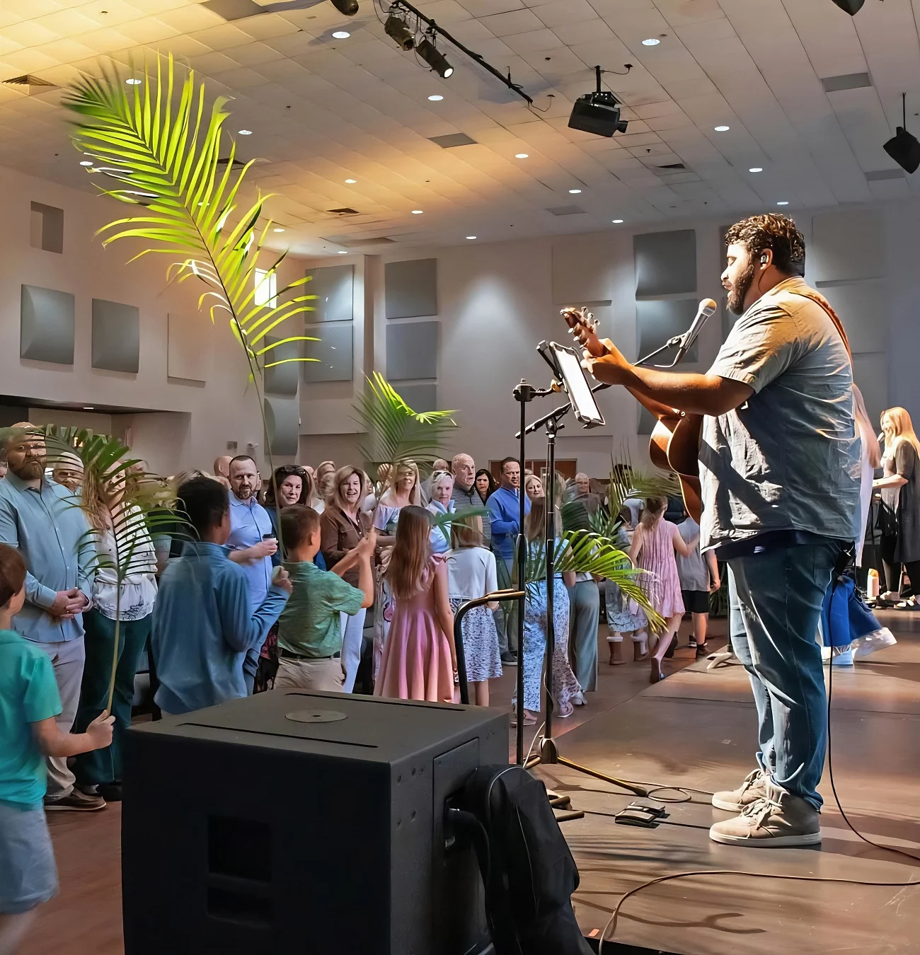 Palm Sunday at Hyde Park UMC (notice the Sound Diffusers in this Worship Space)