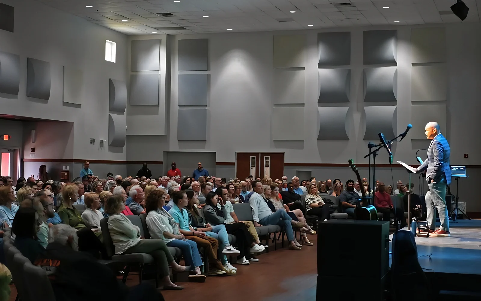 Sound Diffusers installed in the Auditorium at Hyde Park UMC