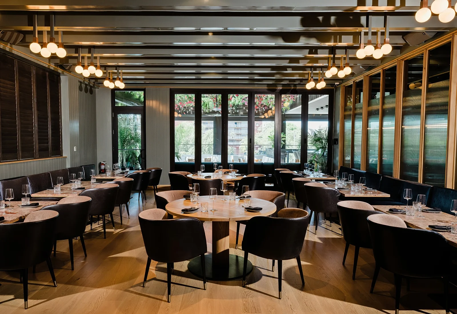 Panels were slip-fit between the beam along the entirety of the ceiling