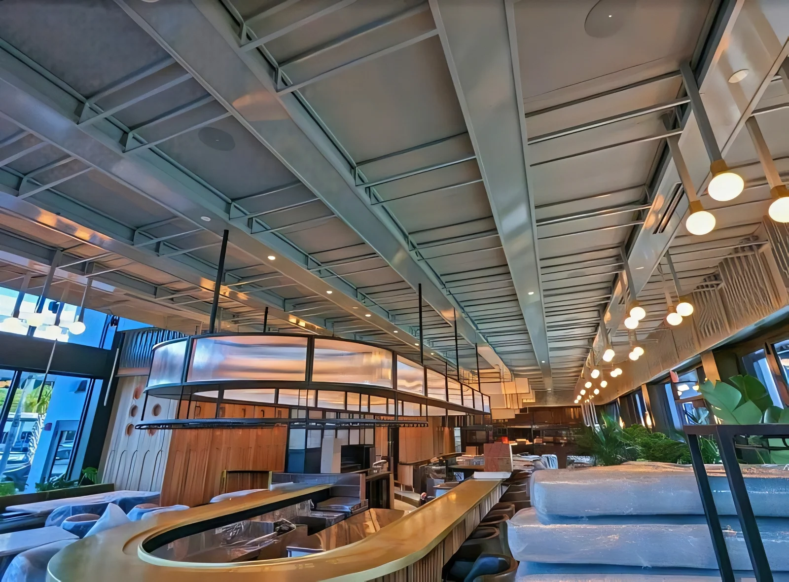 Custom, Fabric-Wrapped Acoustic Panels Blend With Ceiling