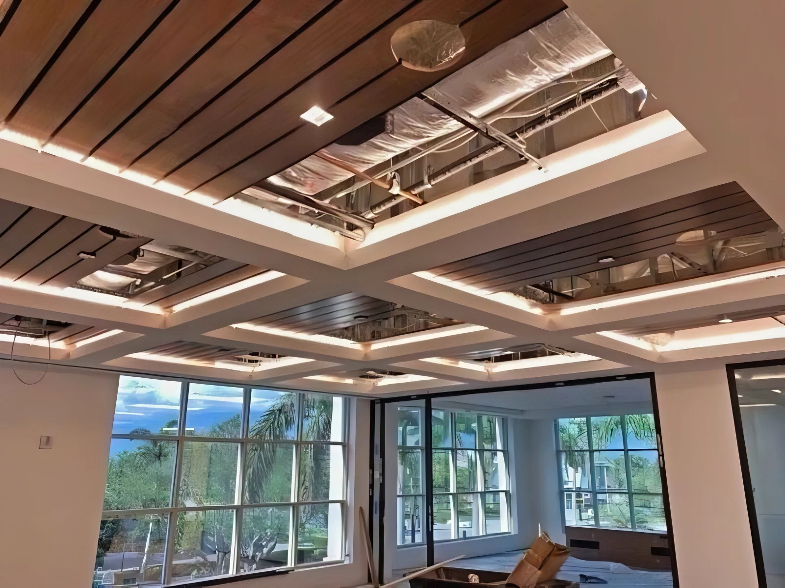 JP Morgan Chase Linear Veneered Planks with Acoustical Properties