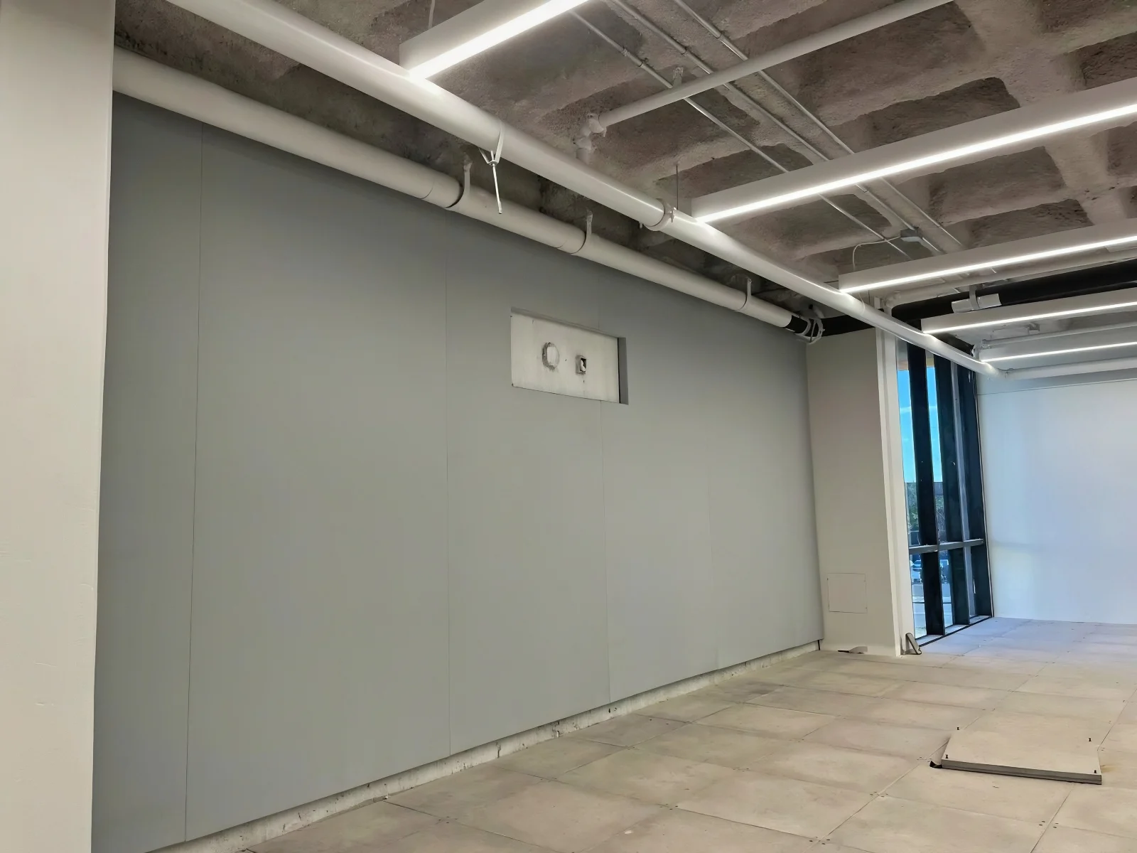 Fully Installed Stretch Fabric Wall, With Many Acoustical Properties