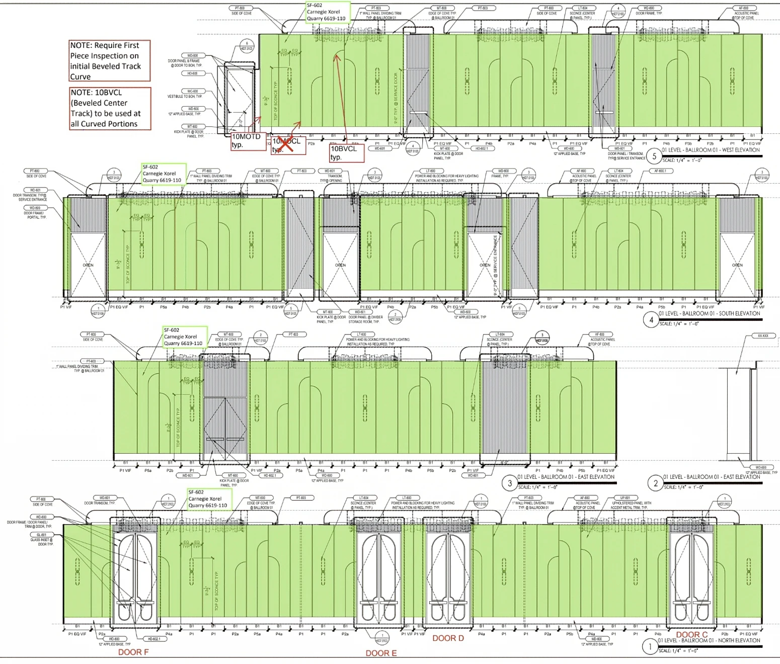 Interior Elevations of the Hotel Ballroom Install