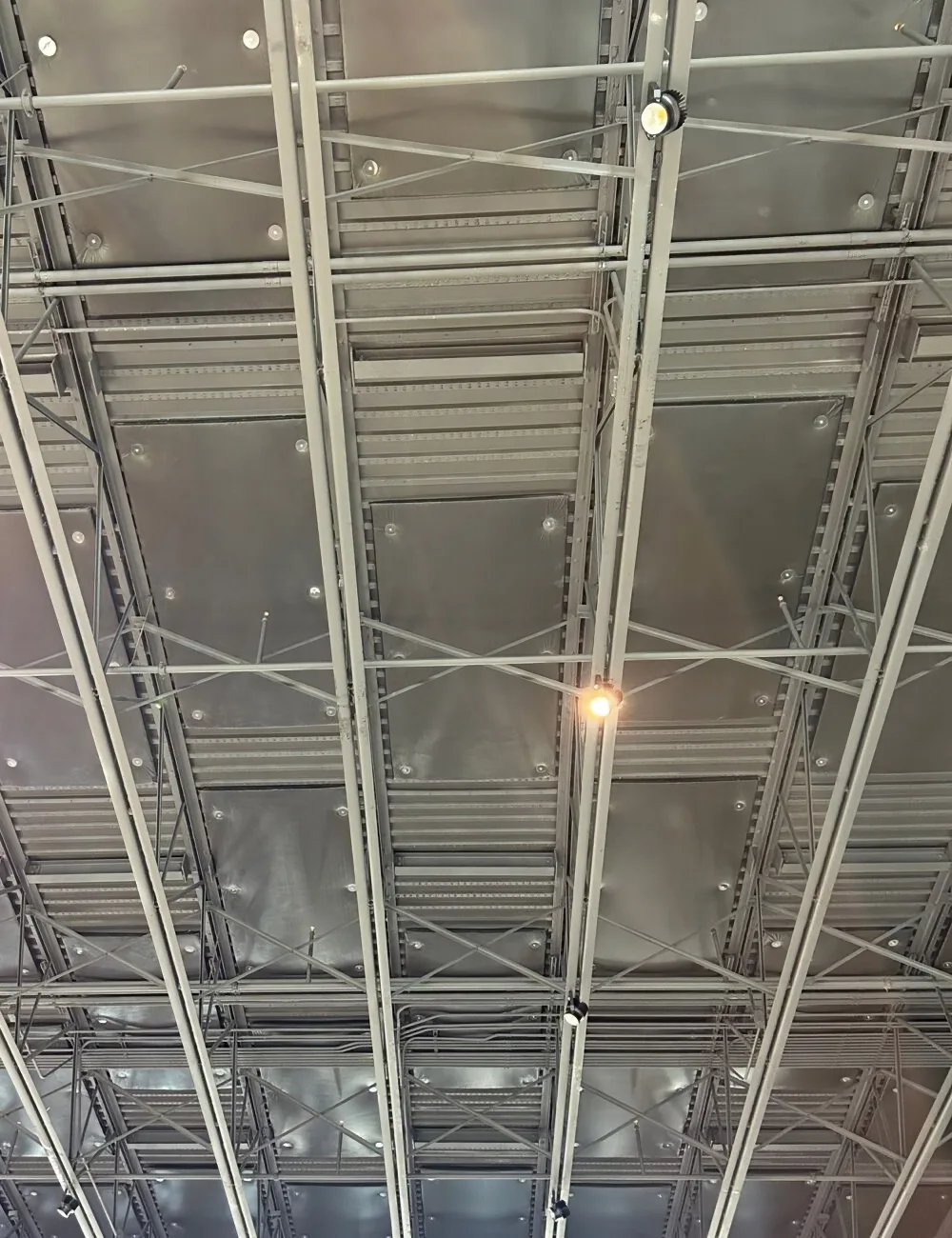 Our Acoustic Ceiling Tile Blends into the Metal Finish