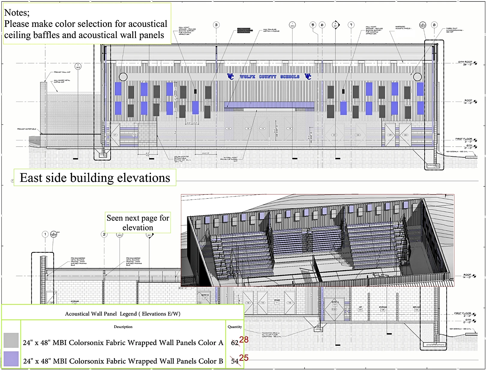 3D Visual of the Acoustic Panel Install Plan