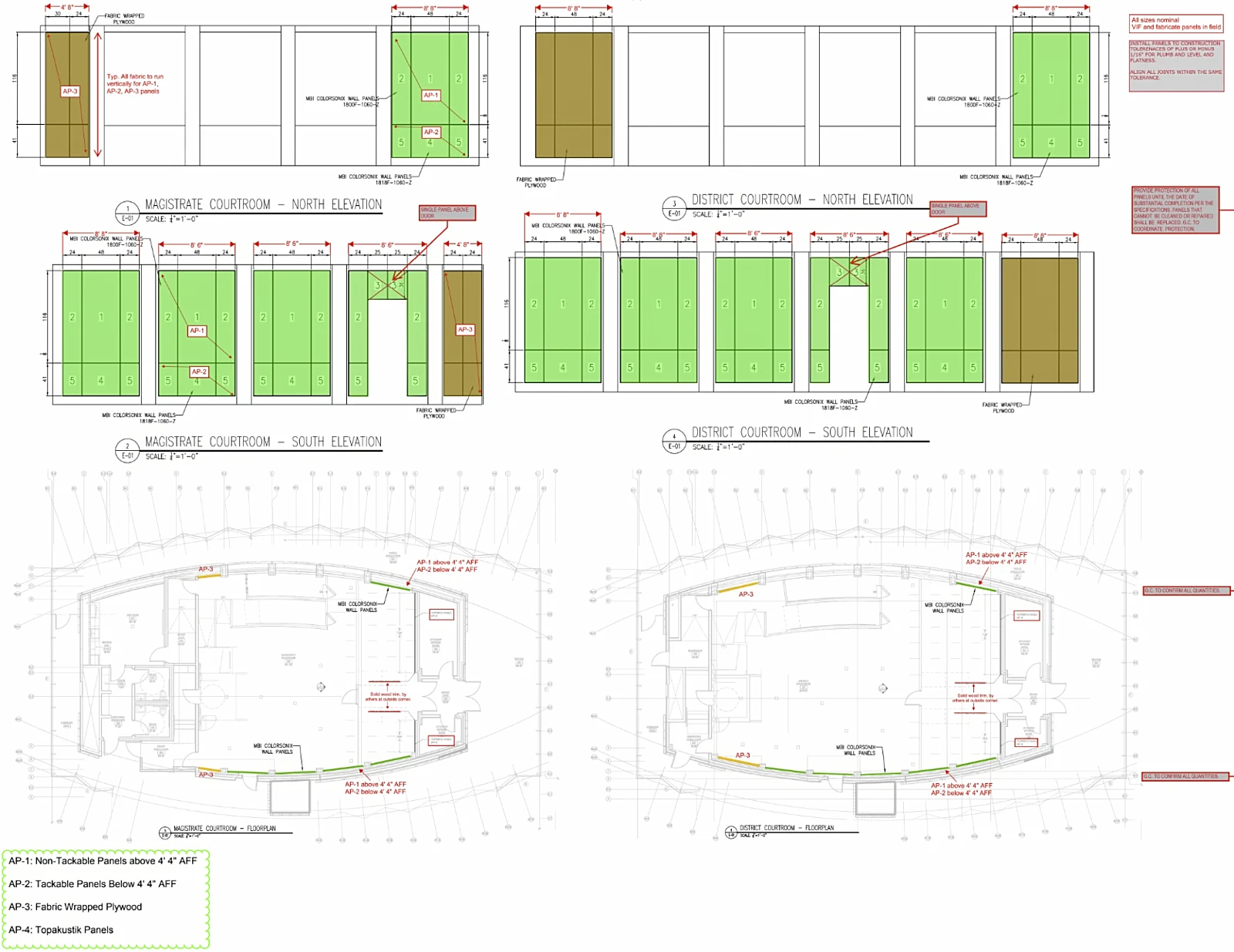 Acoustic Panel Locations in the Greenville Courthouse