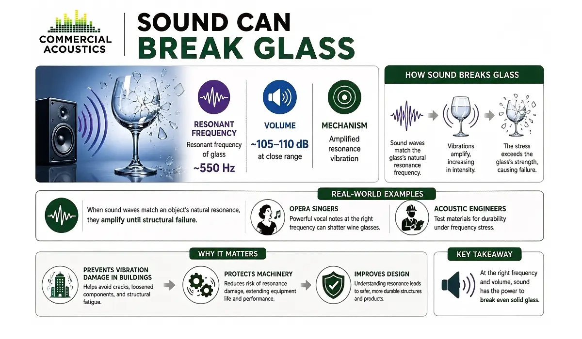Resonance can shatter glass at the right frequency and volume