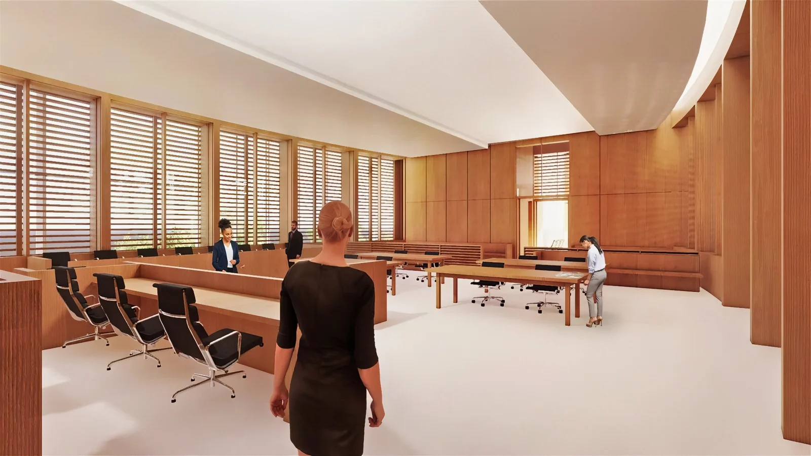 Wood Acoustic Panel Renderings in Greenville Courthouse
