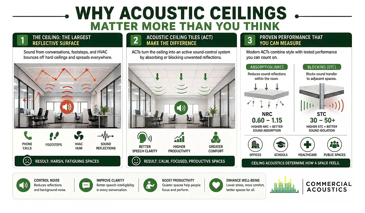 Acoustic Ceiling Benefits for Commercial Spaces
