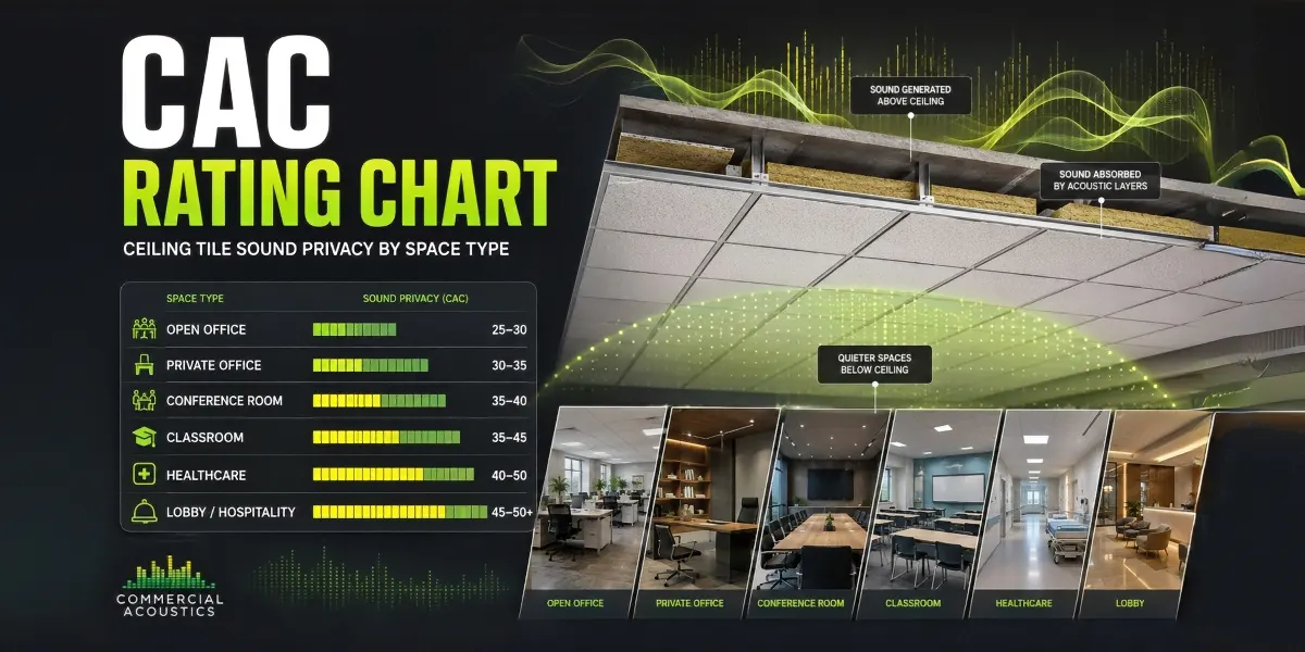 CAC Rating Chart - Ceiling Tile Sound Privacy by Space