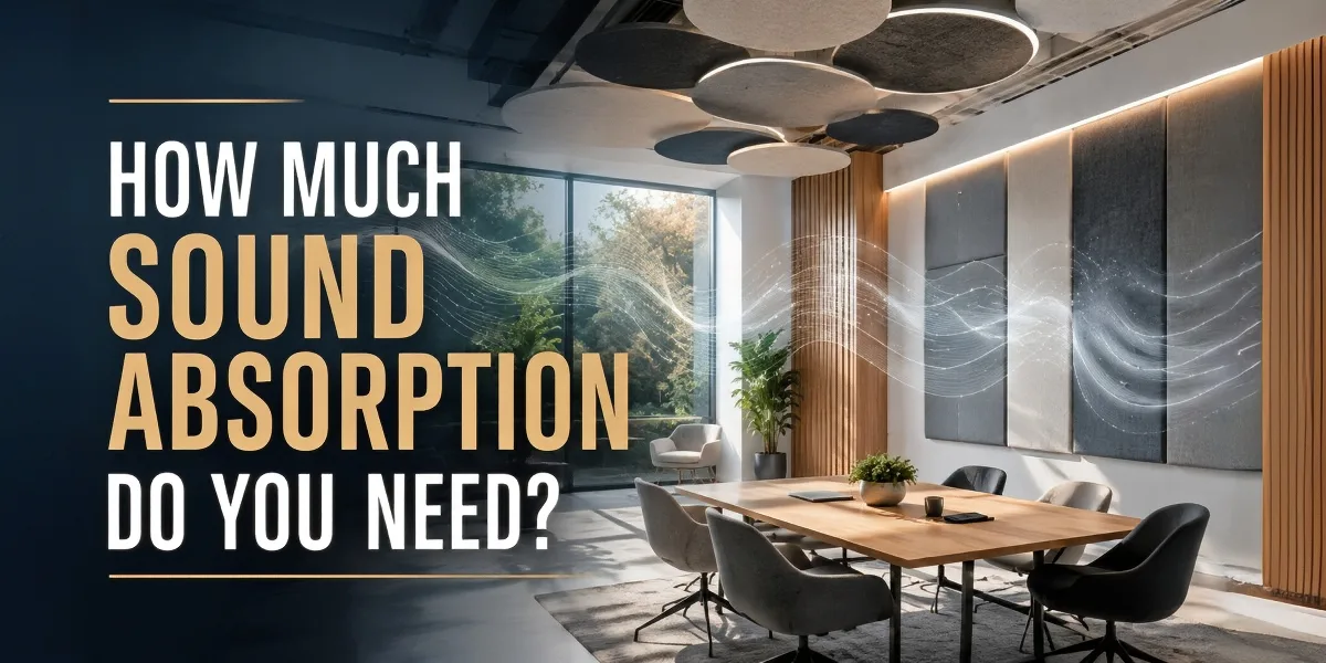 Acoustic panels providing sound absorption coverage in a commercial room