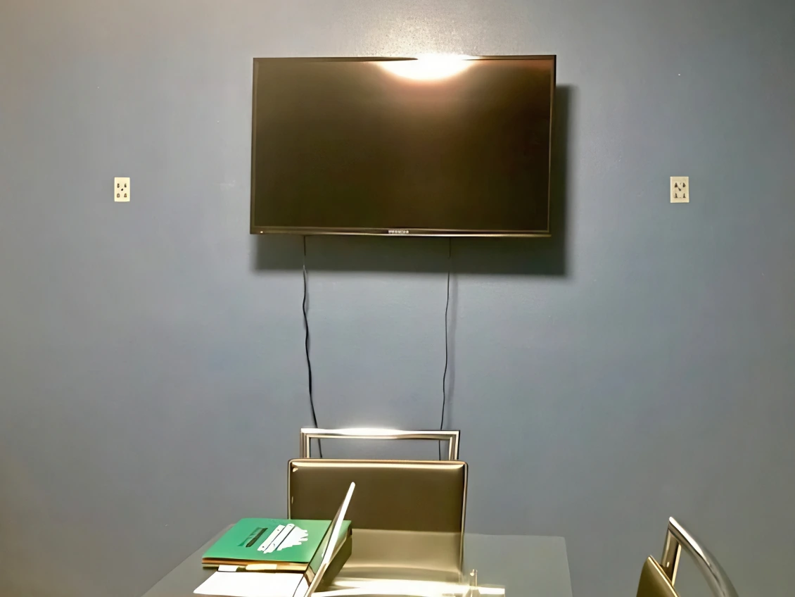 Trial 1 untreated conference room wall, no acoustic panels installed