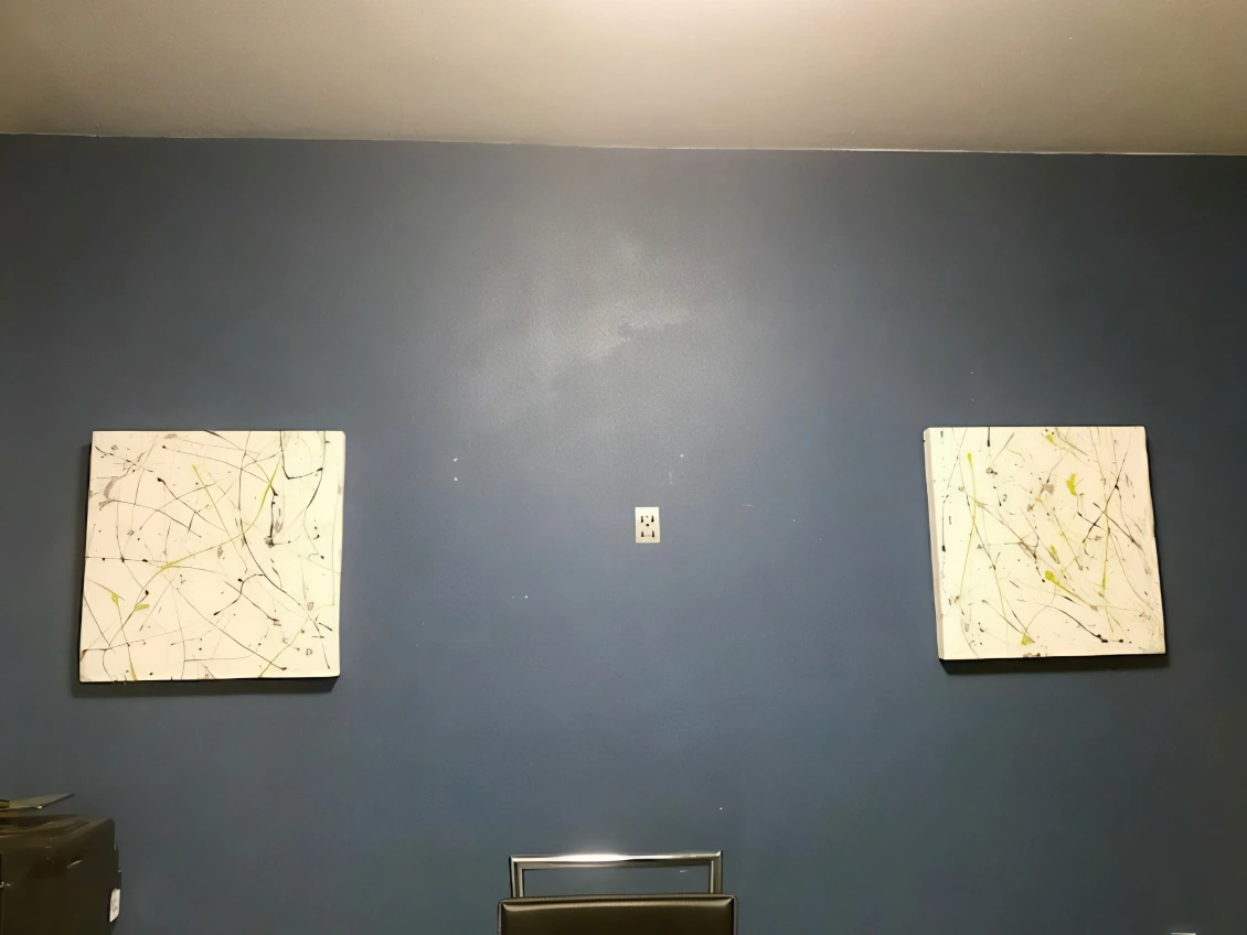 Trial 2 second wall with two acoustic panels, four panels total in room