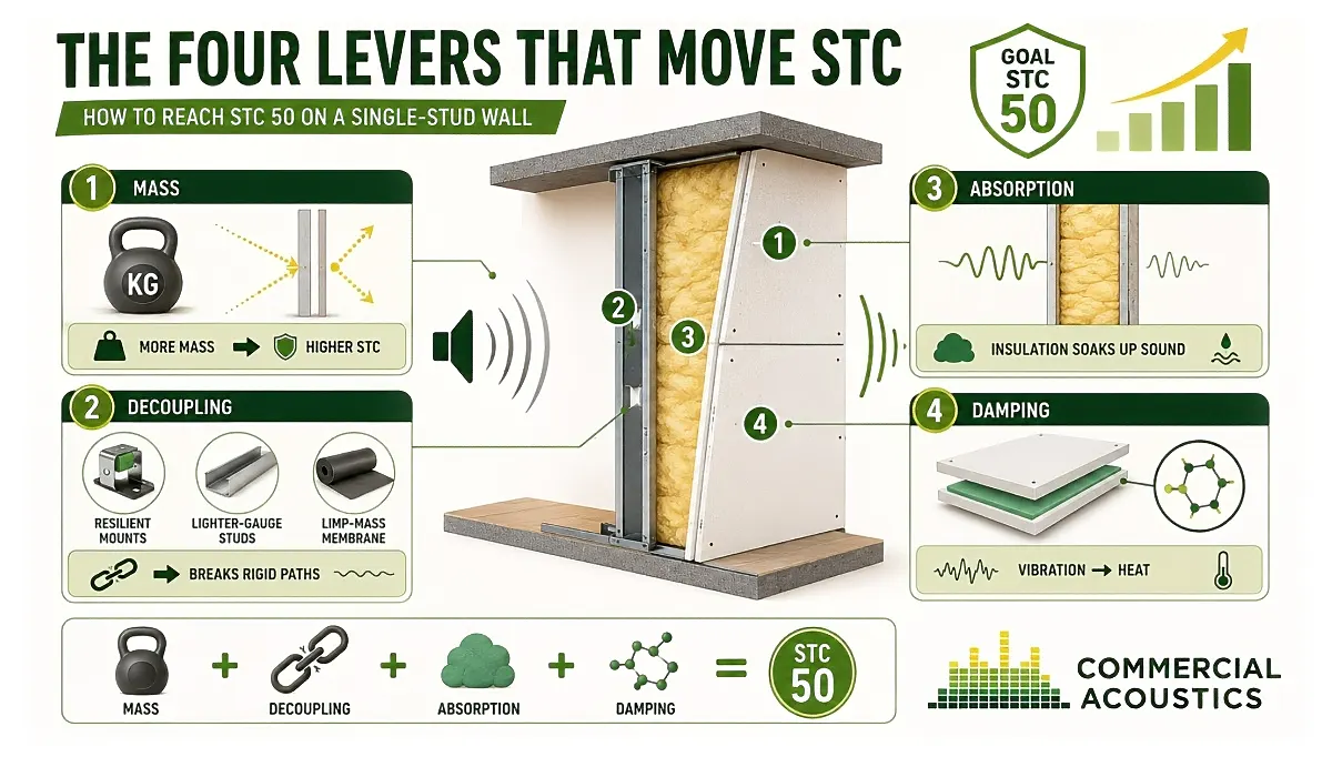 Four Proven Ways to Reach STC 50 in Single-Stud Walls