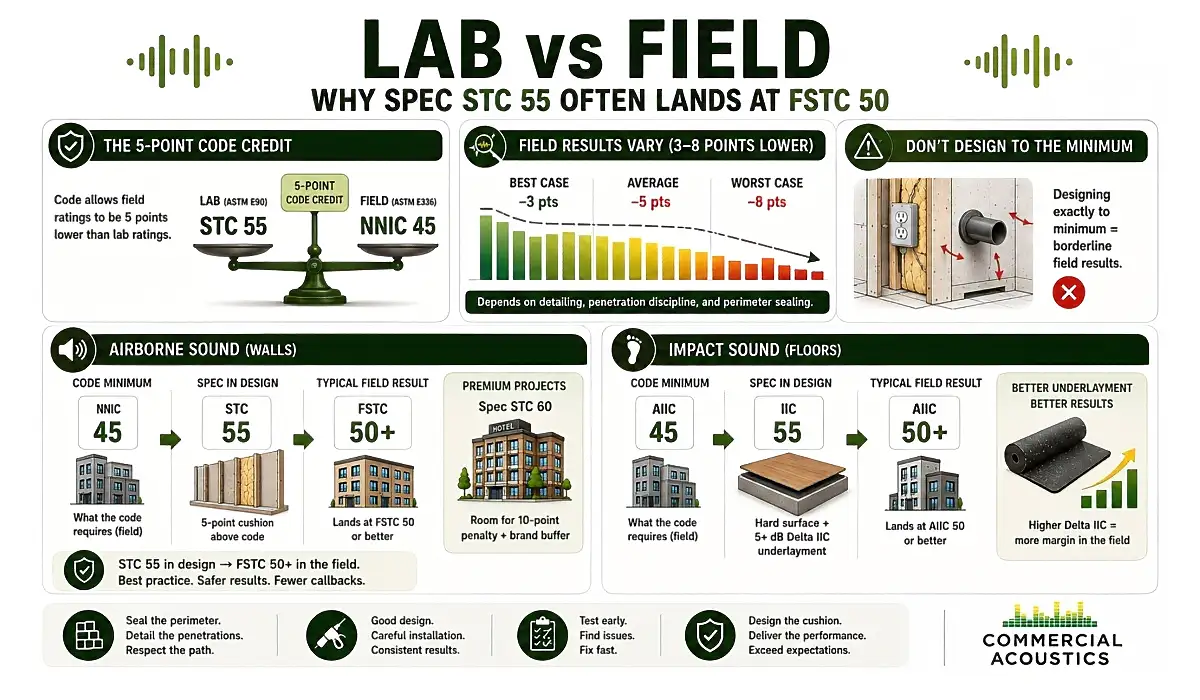 Lab-to-Field STC Loss in Real-World Construction