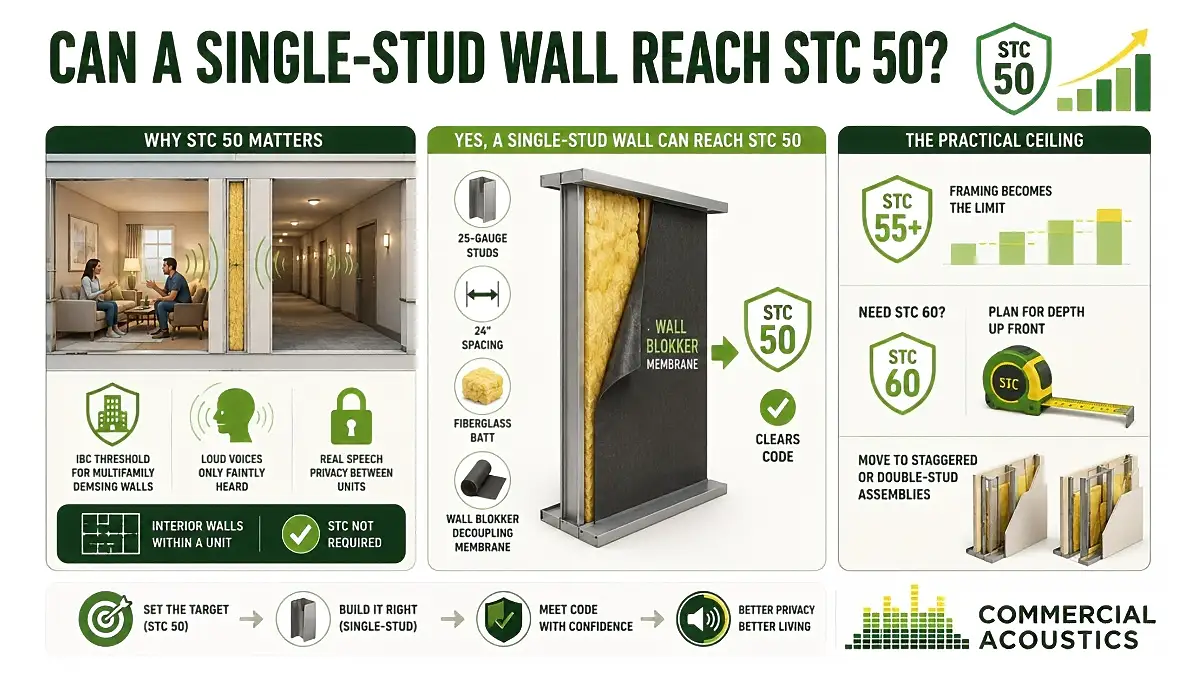 Single-Stud Wall Design for STC 50 Performance