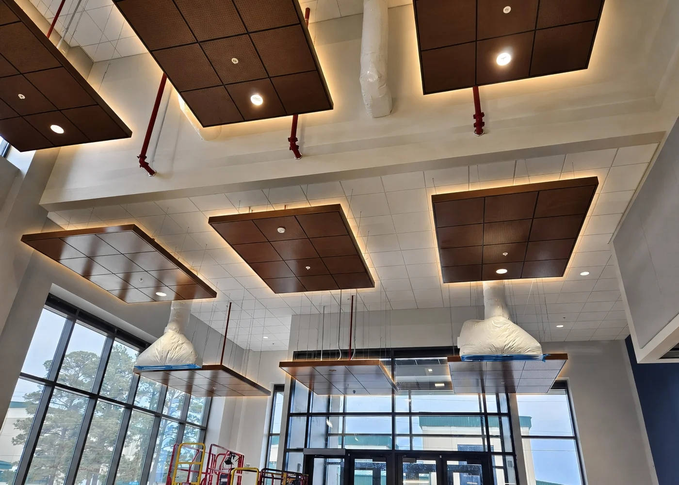 WoodWorks Ceiling Cloud Installation in the NAVFAC Lobby