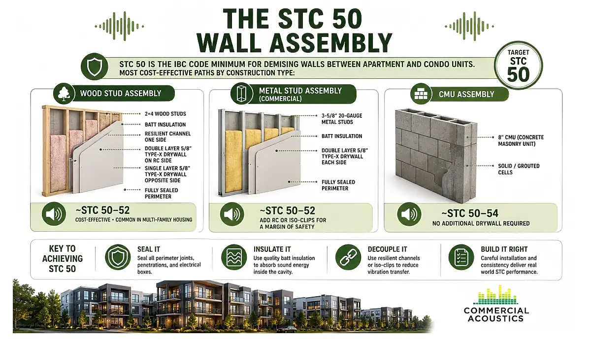 STC 50 Wall Assemblies for Multifamily Sound Isolation