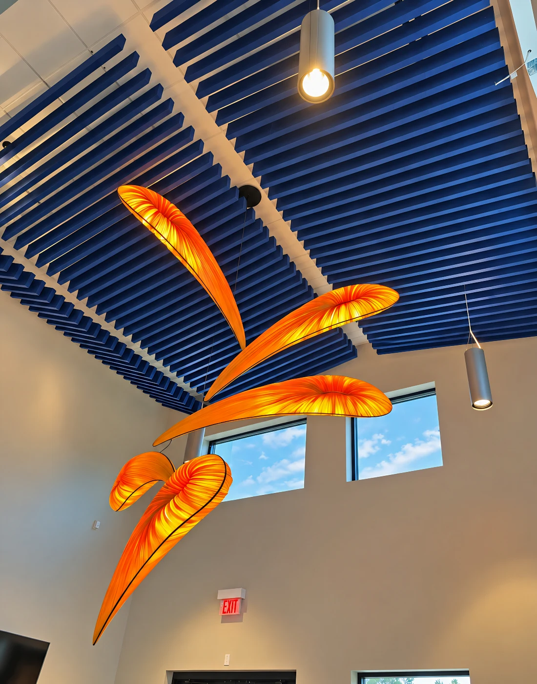 Blue Linear PET Baffles in the MicroLumen Entry Atrium